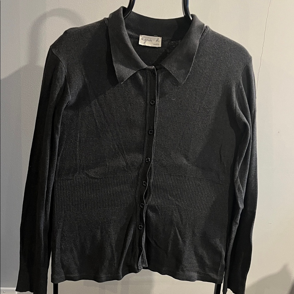 Agnes B. Black Cardigan Sweater.